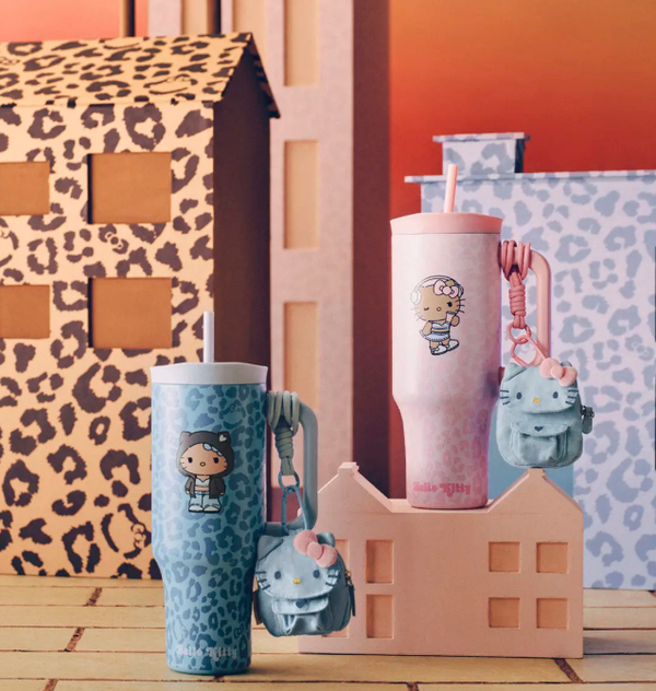 預訂，1星期到港】Hello Kitty x tbh 黑皮y2k 不銹鋼保溫水壺1200ml 藍
